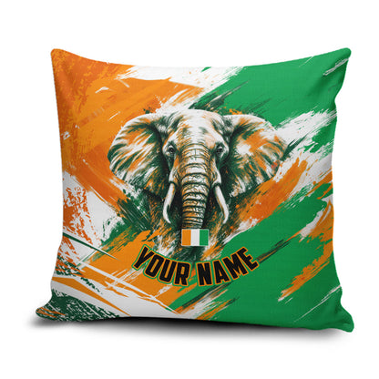 Personalized Ivory Coast Football Pillow Cover Elephant Football Splatter Art