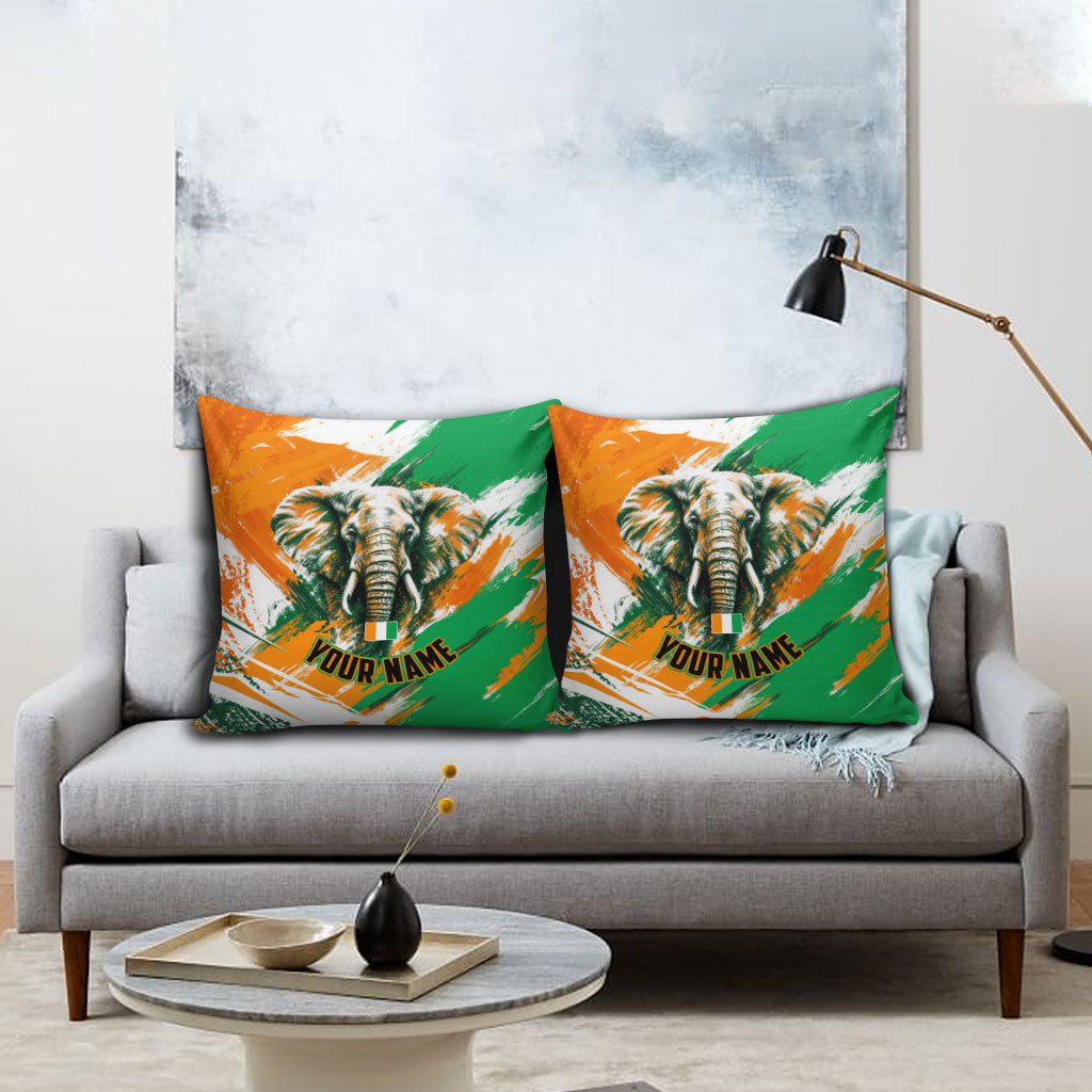Personalized Ivory Coast Football Pillow Cover Elephant Football Splatter Art