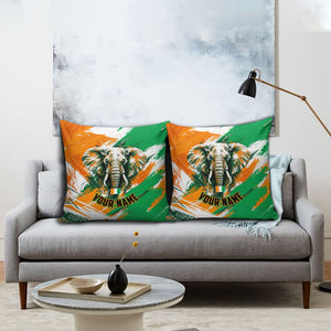 Personalized Ivory Coast Football Pillow Cover Elephant Football Splatter Art