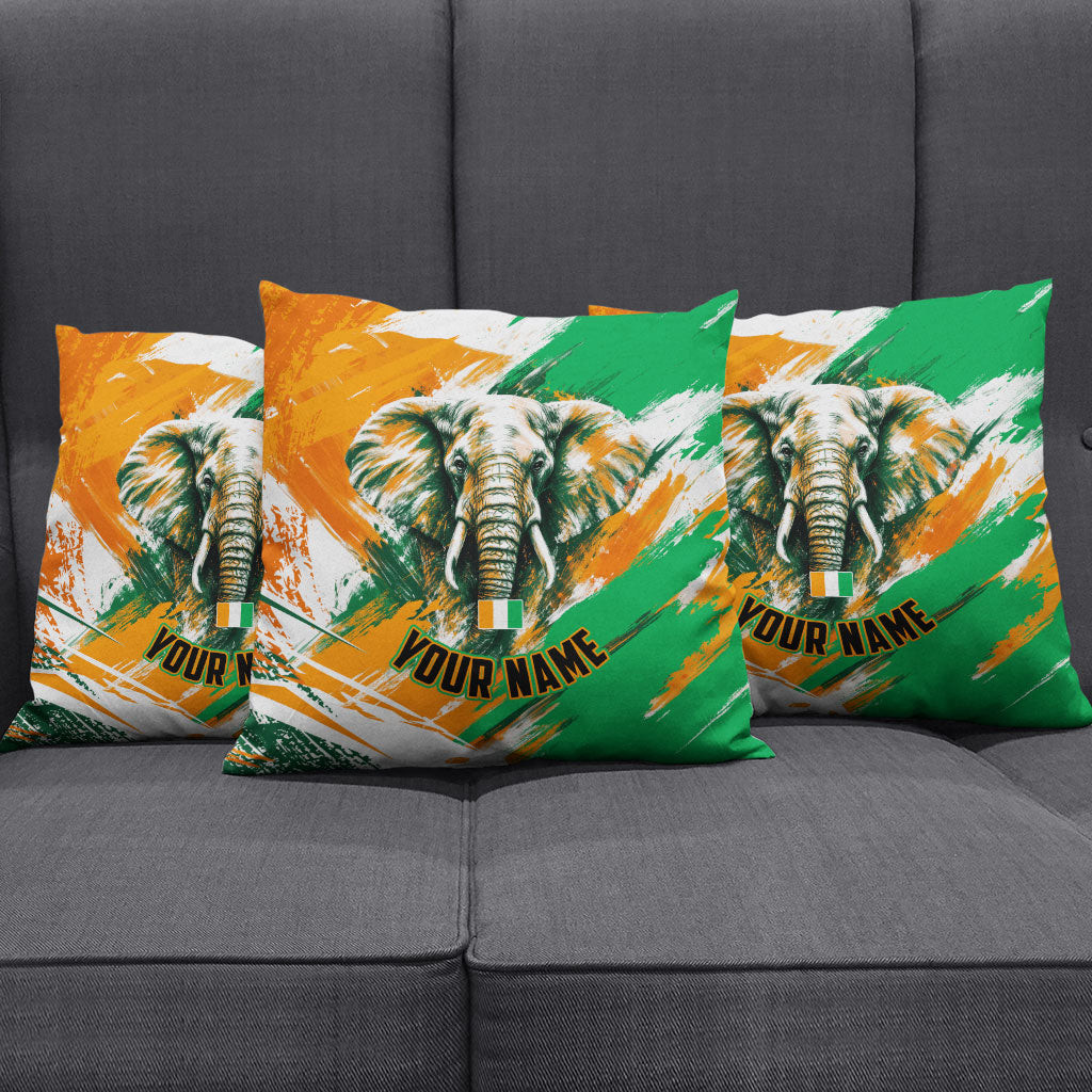 Personalized Ivory Coast Football Pillow Cover Elephant Football Splatter Art