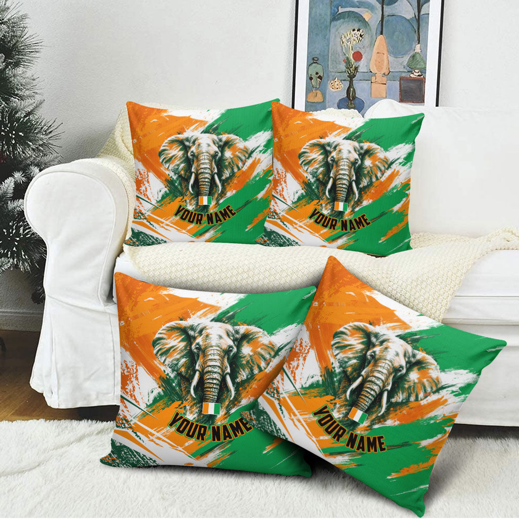 Personalized Ivory Coast Football Pillow Cover Elephant Football Splatter Art
