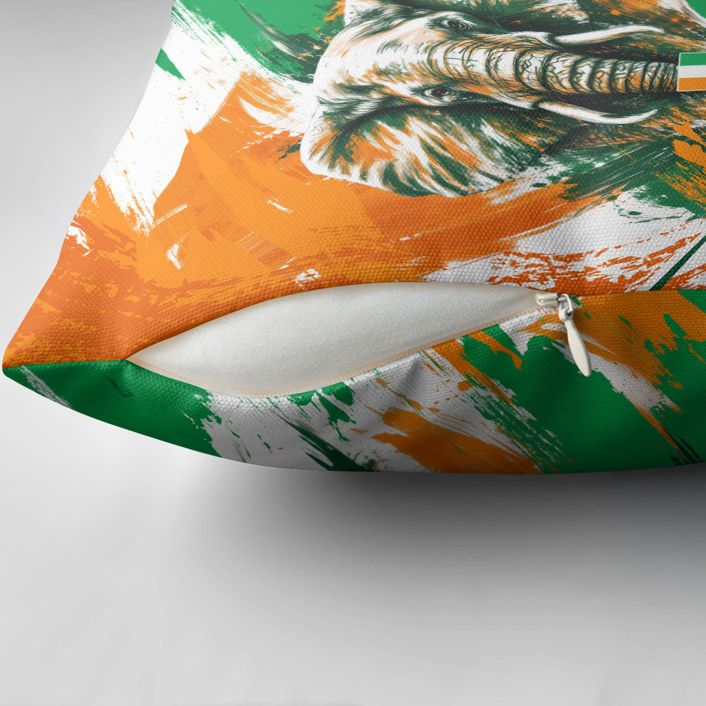 Personalized Ivory Coast Football Pillow Cover Elephant Football Splatter Art