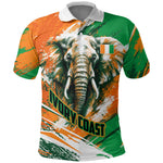 Personalized Ivory Coast Football Polo Shirt Elephant Football Splatter Art