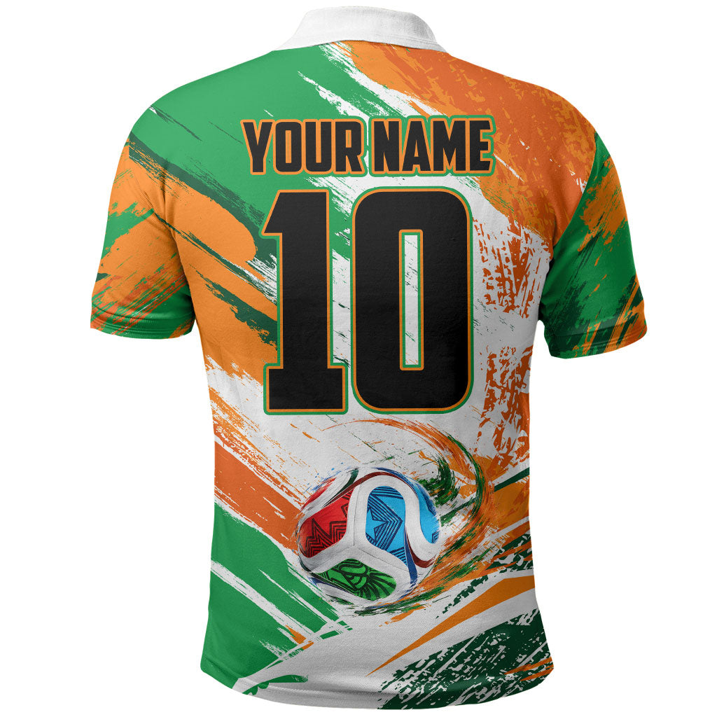 Personalized Ivory Coast Football Polo Shirt Elephant Football Splatter Art