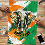 Personalized Ivory Coast Football Puzzle Elephant Football Splatter Art