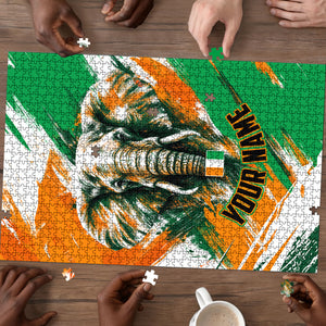Personalized Ivory Coast Football Puzzle Elephant Football Splatter Art