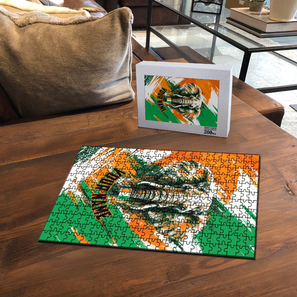 Personalized Ivory Coast Football Puzzle Elephant Football Splatter Art