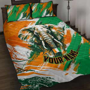 Personalized Ivory Coast Football Quilt Bed Set Elephant Football Splatter Art
