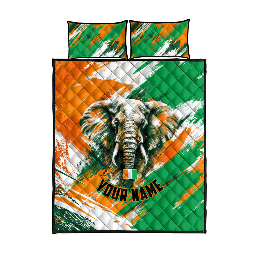 Personalized Ivory Coast Football Quilt Bed Set Elephant Football Splatter Art