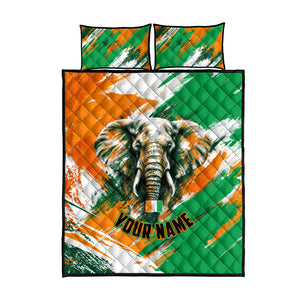 Personalized Ivory Coast Football Quilt Bed Set Elephant Football Splatter Art