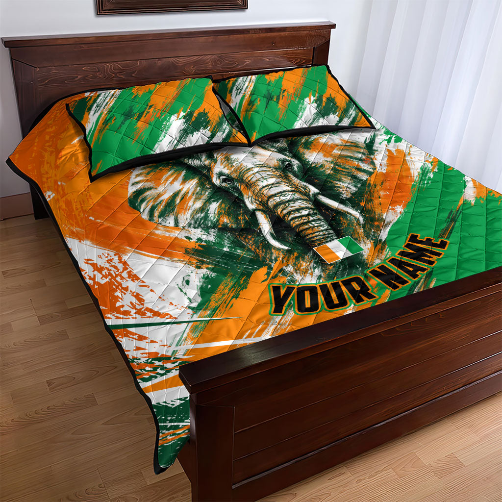 Personalized Ivory Coast Football Quilt Bed Set Elephant Football Splatter Art