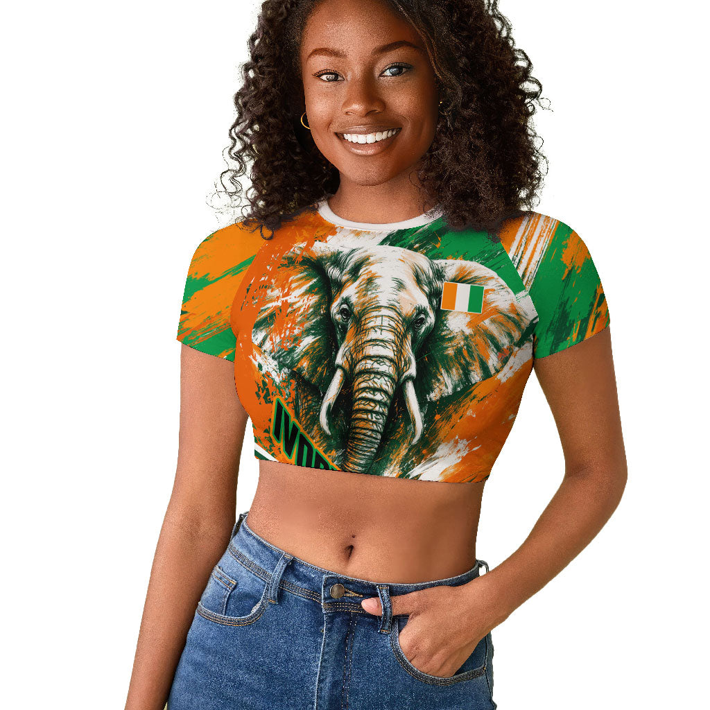 Personalized Ivory Coast Football Raglan Cropped T shirt Elephant Football Splatter Art