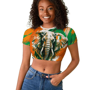 Personalized Ivory Coast Football Raglan Cropped T shirt Elephant Football Splatter Art