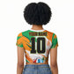 Personalized Ivory Coast Football Raglan Cropped T shirt Elephant Football Splatter Art