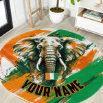 Personalized Ivory Coast Football Round Carpet Elephant Football Splatter Art