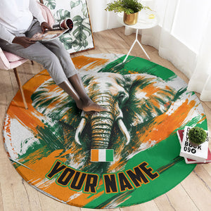 Personalized Ivory Coast Football Round Carpet Elephant Football Splatter Art