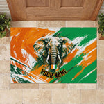 Personalized Ivory Coast Football Rubber Doormat Elephant Football Splatter Art