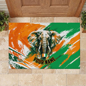 Personalized Ivory Coast Football Rubber Doormat Elephant Football Splatter Art