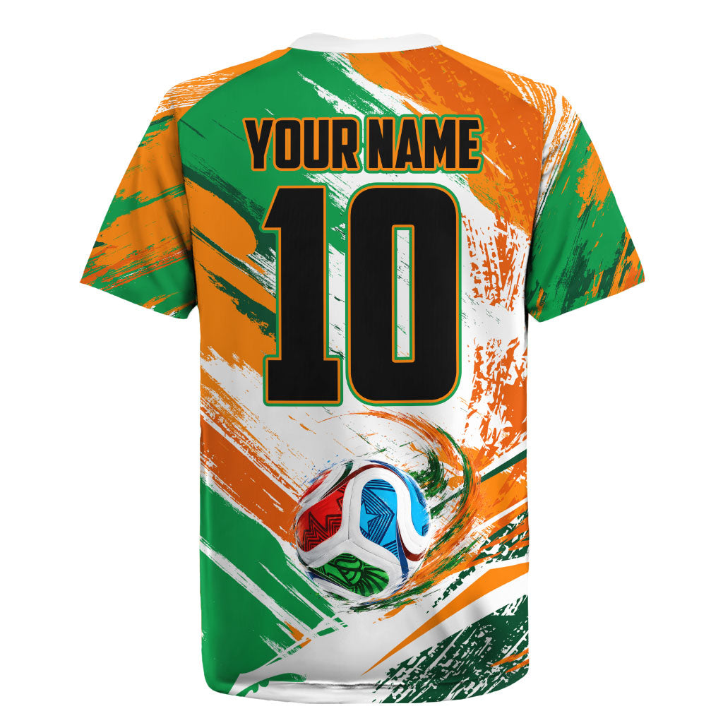 Personalized Ivory Coast Football Rugby Jersey Elephant Football Splatter Art