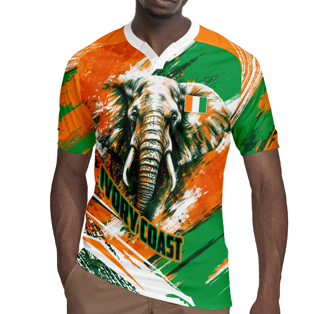 Personalized Ivory Coast Football Rugby Jersey Elephant Football Splatter Art