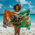 Personalized Ivory Coast Football Sarong Elephant Football Splatter Art