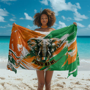 Personalized Ivory Coast Football Sarong Elephant Football Splatter Art