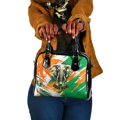 Personalized Ivory Coast Football Shoulder Handbag Elephant Football Splatter Art