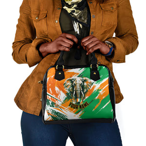 Personalized Ivory Coast Football Shoulder Handbag Elephant Football Splatter Art