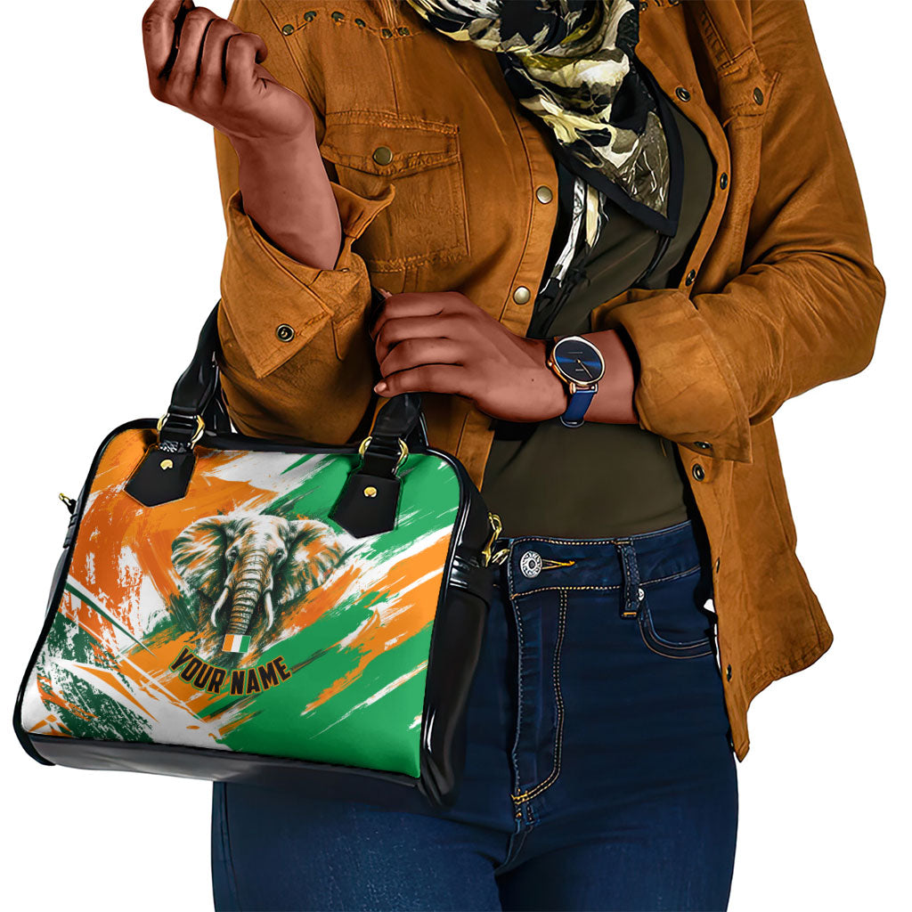 Personalized Ivory Coast Football Shoulder Handbag Elephant Football Splatter Art