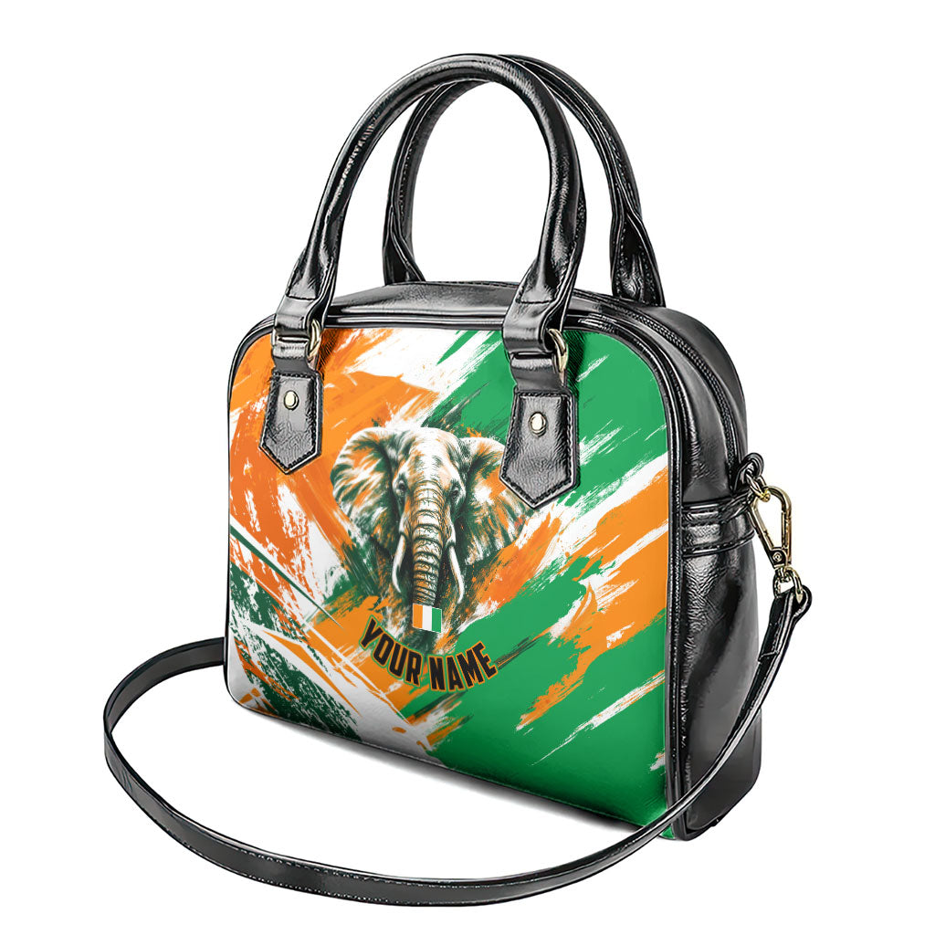 Personalized Ivory Coast Football Shoulder Handbag Elephant Football Splatter Art
