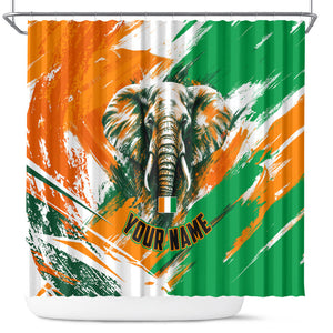 Personalized Ivory Coast Football Shower Curtain Elephant Football Splatter Art