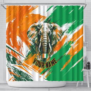 Personalized Ivory Coast Football Shower Curtain Elephant Football Splatter Art