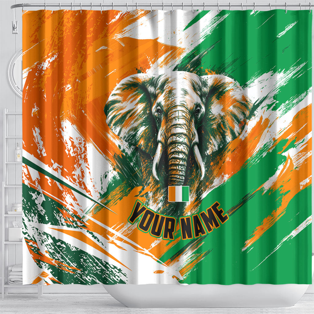 Personalized Ivory Coast Football Shower Curtain Elephant Football Splatter Art