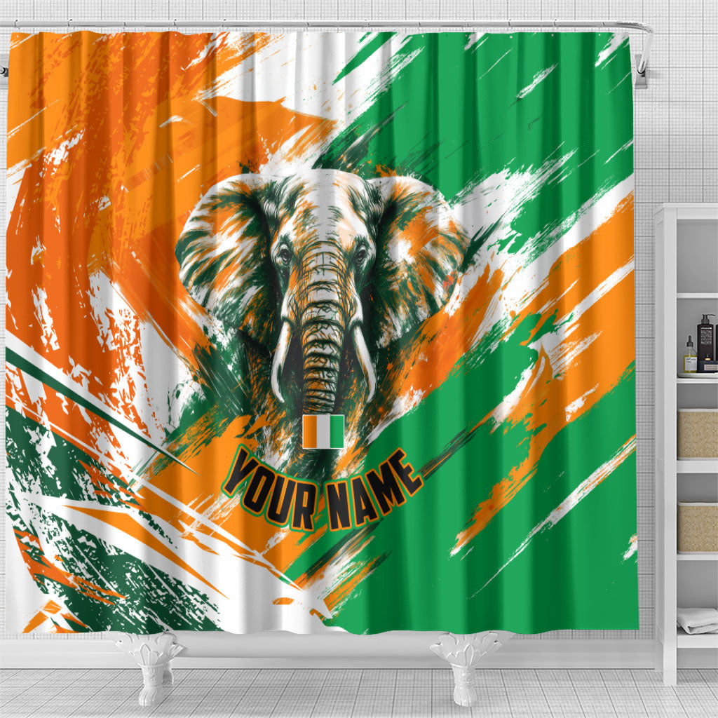 Personalized Ivory Coast Football Shower Curtain Elephant Football Splatter Art