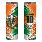 Personalized Ivory Coast Football Skinny Tumbler Elephant Football Splatter Art