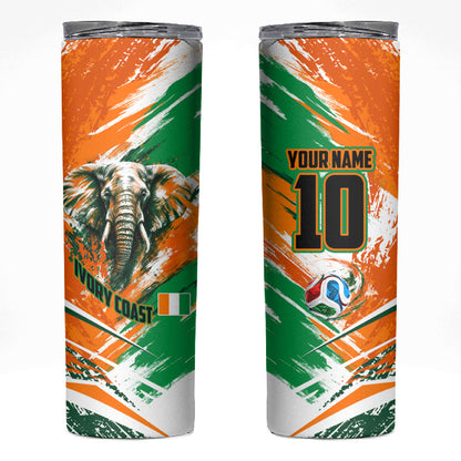 Personalized Ivory Coast Football Skinny Tumbler Elephant Football Splatter Art