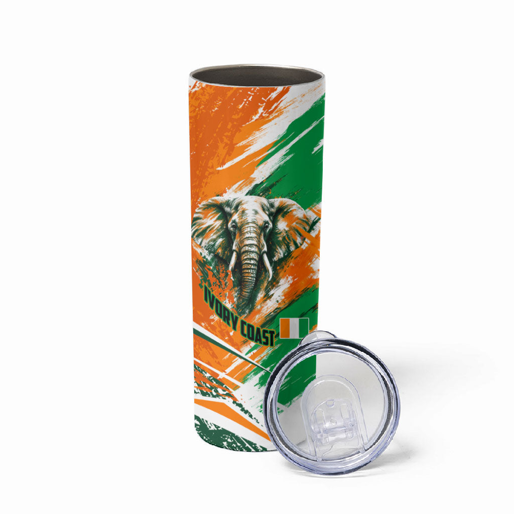 Personalized Ivory Coast Football Skinny Tumbler Elephant Football Splatter Art