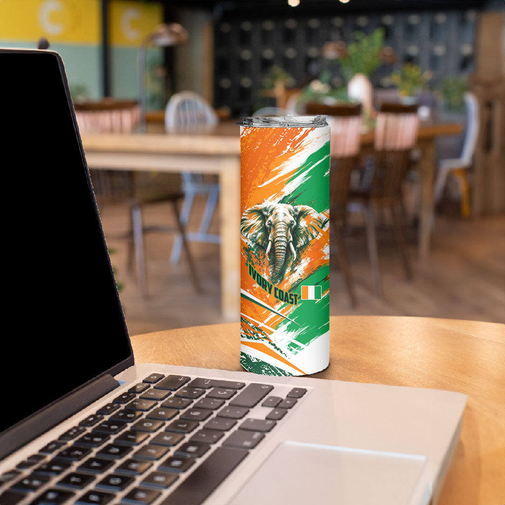 Personalized Ivory Coast Football Skinny Tumbler Elephant Football Splatter Art