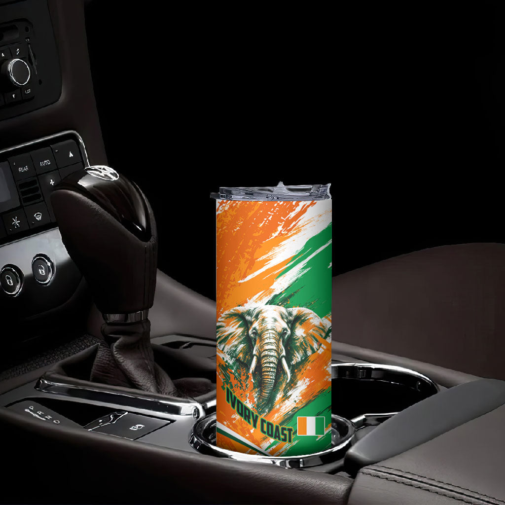 Personalized Ivory Coast Football Skinny Tumbler Elephant Football Splatter Art