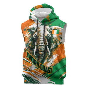 Personalized Ivory Coast Football Sleeveless Hoodie Elephant Football Splatter Art