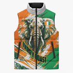 Personalized Ivory Coast Football Sleeveless Puffer Jacket Elephant Football Splatter Art
