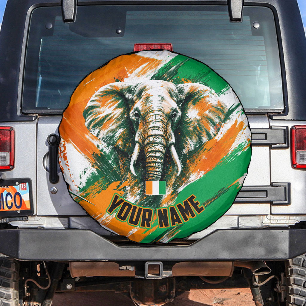 Personalized Ivory Coast Football Spare Tire Cover Elephant Football Splatter Art