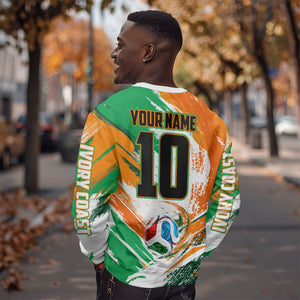 Personalized Ivory Coast Football Sweatshirt Elephant Football Splatter Art