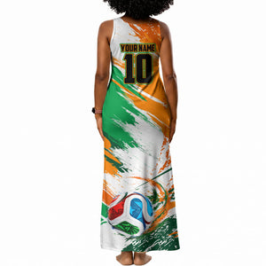 Personalized Ivory Coast Football Tank Maxi Dress Elephant Football Splatter Art
