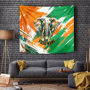 Personalized Ivory Coast Football Tapestry Elephant Football Splatter Art