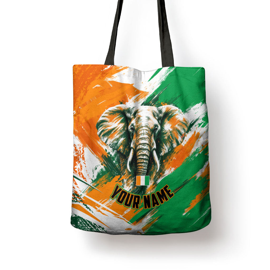 Personalized Ivory Coast Football Tote Bag Elephant Football Splatter Art