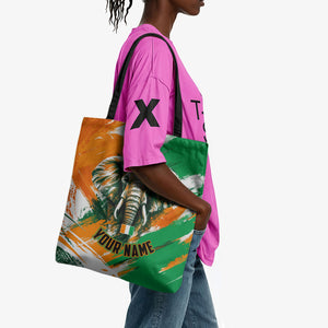 Personalized Ivory Coast Football Tote Bag Elephant Football Splatter Art