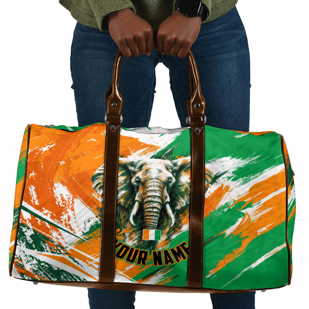Personalized Ivory Coast Football Travel Bag Elephant Football Splatter Art