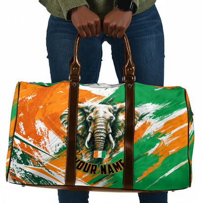 Personalized Ivory Coast Football Travel Bag Elephant Football Splatter Art