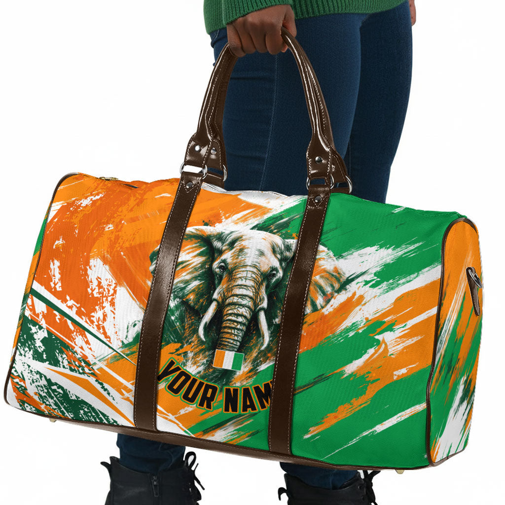 Personalized Ivory Coast Football Travel Bag Elephant Football Splatter Art